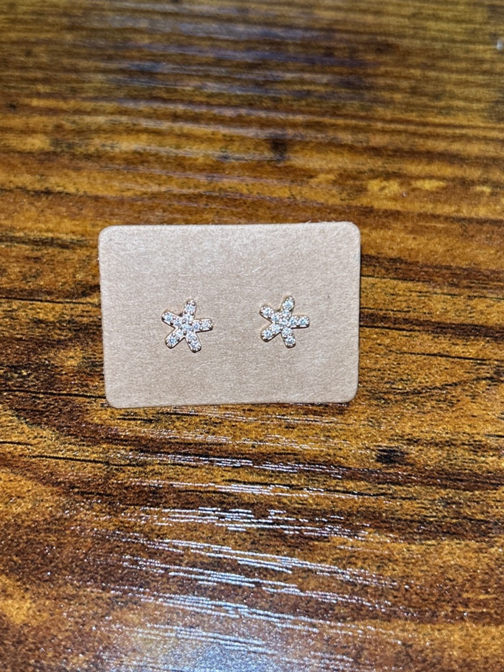 Sparkling  Crystal Star Shaped Stud Earrings for Kids - Gold Tone